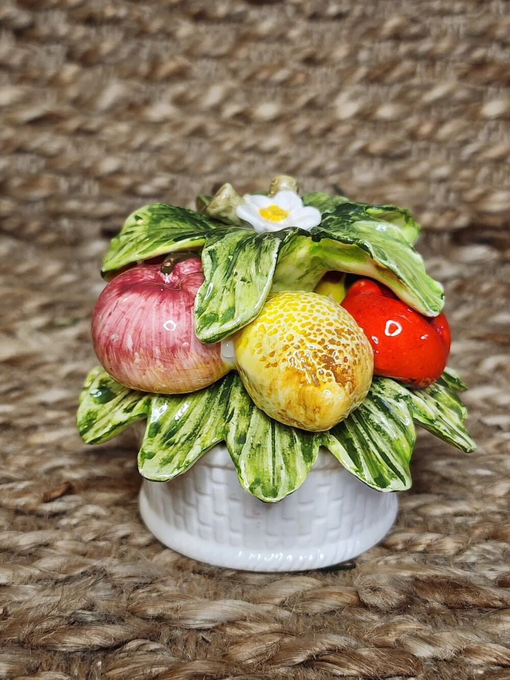 Vintage Sorrento By Arnart 33/156 Ceramic Majolica Italian Fruit Basket Decor